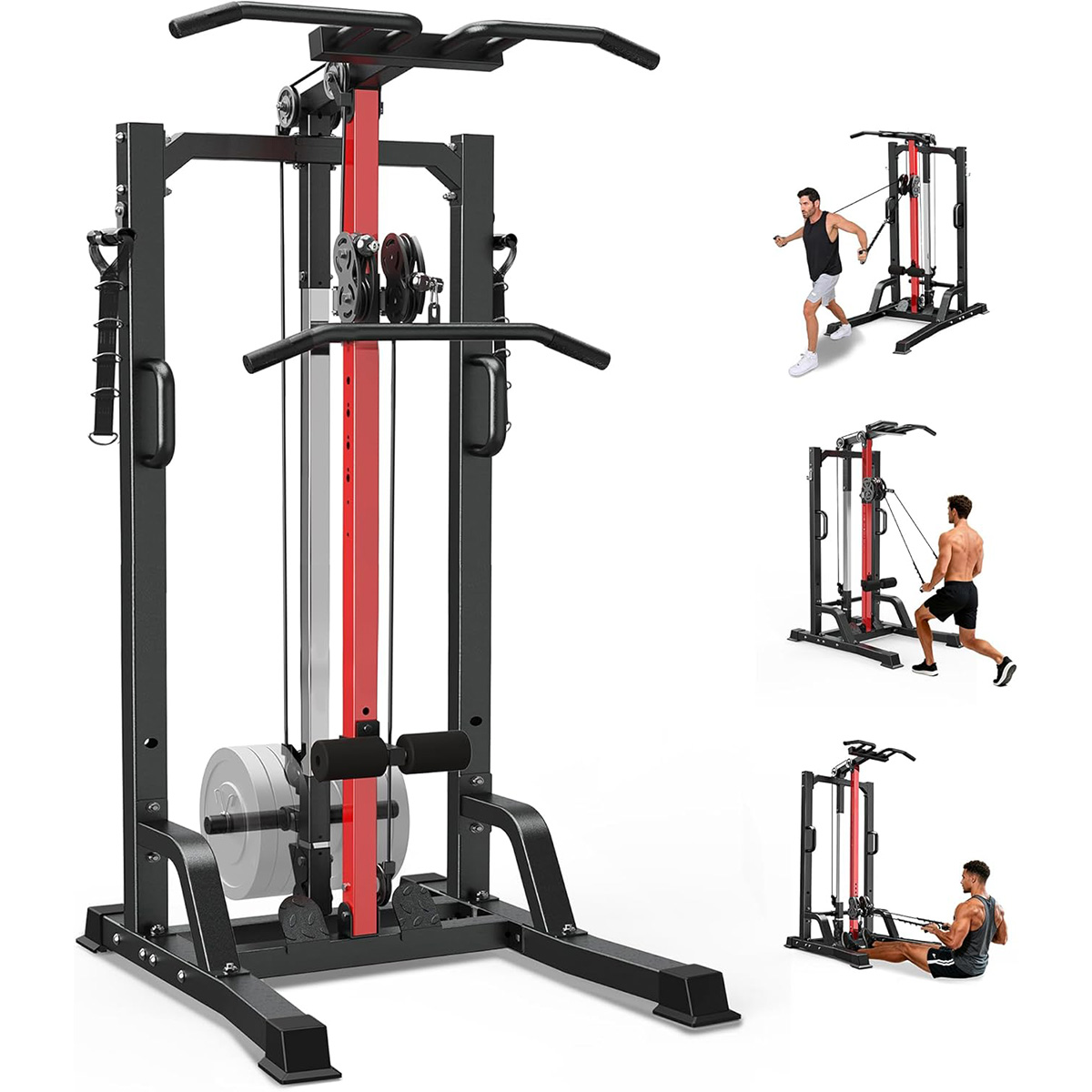 All In One Gym Home Equipment - Pooboo Heimfitnessgerät - Hoch-/Niederzugsystem für Latzug,