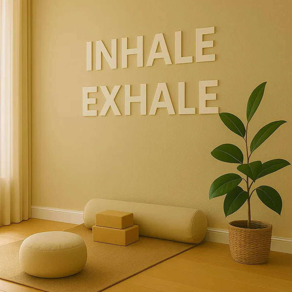 Home Gym Yoga Room - INHALE EXHALE Wandschild Yoga-Studio Wandbuchstaben 3D