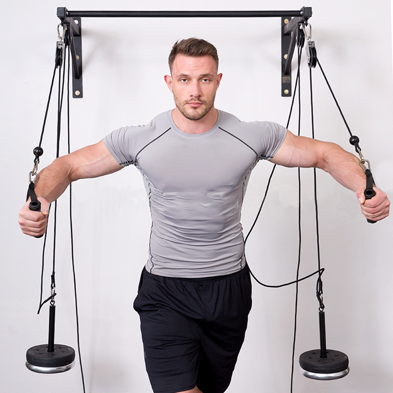 Home Gym Diy Pulley System - An der Wand montiertes DIY Fitness-Riemenscheiben-Kabelmaschinensystem,