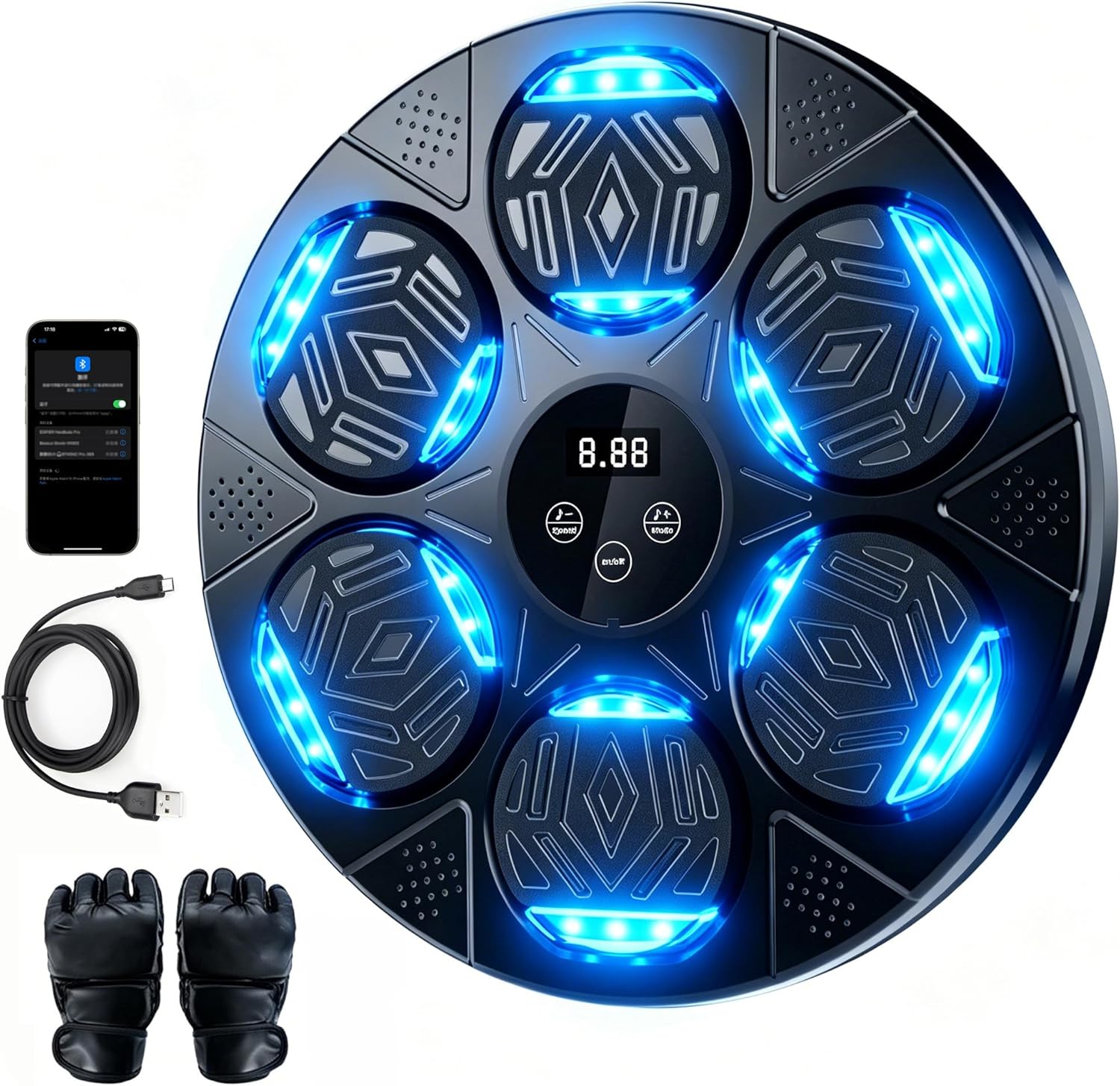Home Gym Workout Equipment - 2026 Smarte Bluetooth-Musik-Boxmaschine mit Handschuhen, Wandmontierter