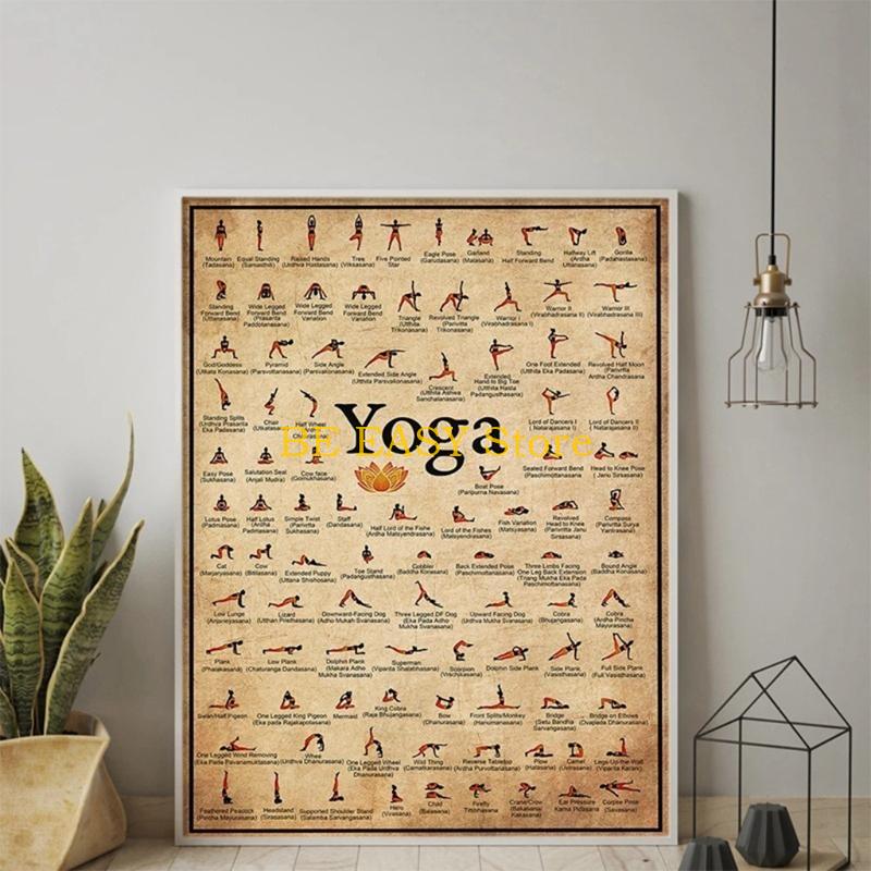 Home Gym Wallpaper - E28F Retro Vintage Yoga Kunstdrucke Ashtanga
