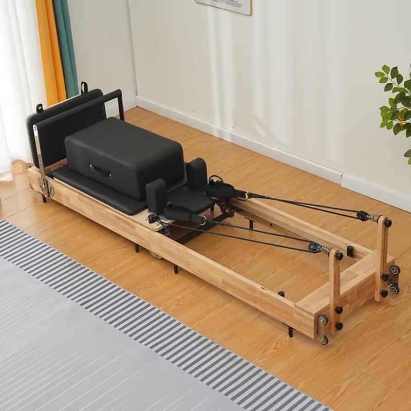 Home Gym Yoga Room - Klappbares Pilates-Reformer-Set aus Holz für Heimfitness-Studio,