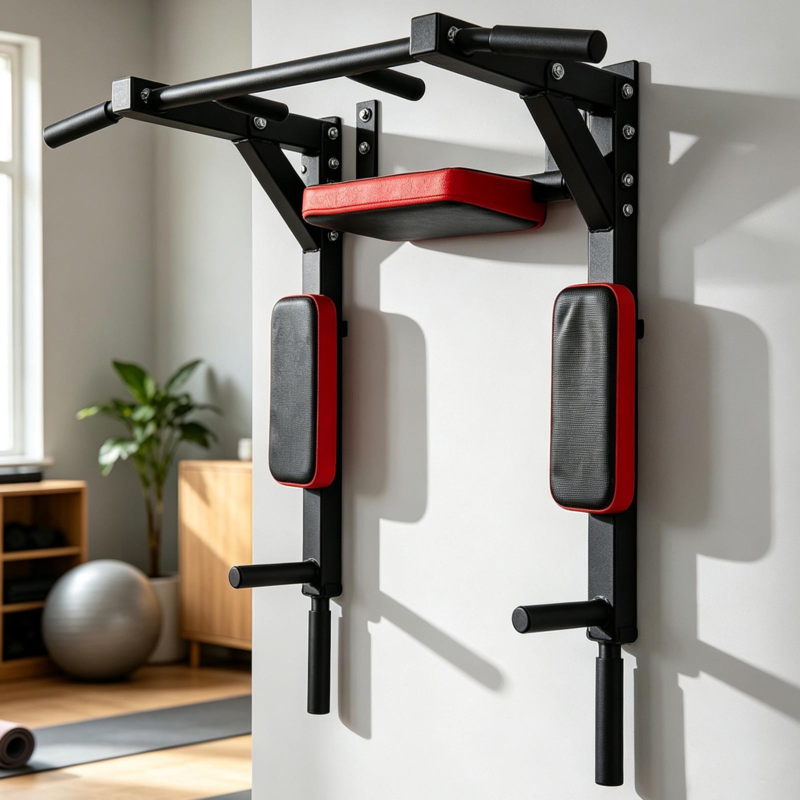 Home Gym Leg - Wandmontierte Klimmzugstange, Fitness-Horizontalstange, multifunktionale Dip-Station mit