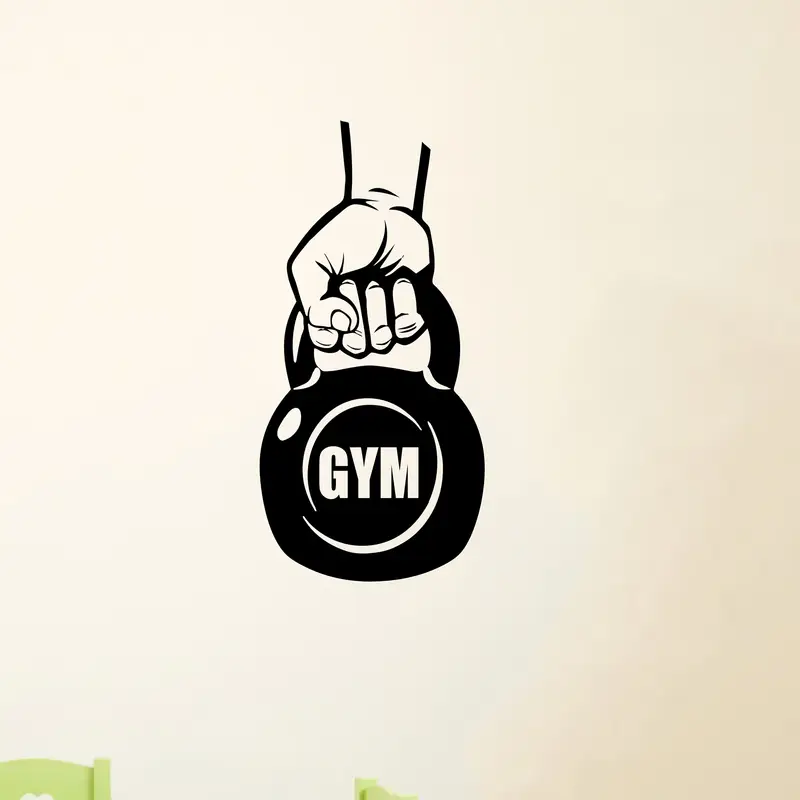 Home Gym Wallpaper - Fitness-Wandaufkleber - Kettlebell & Hantel Motivations-Workout-Design,