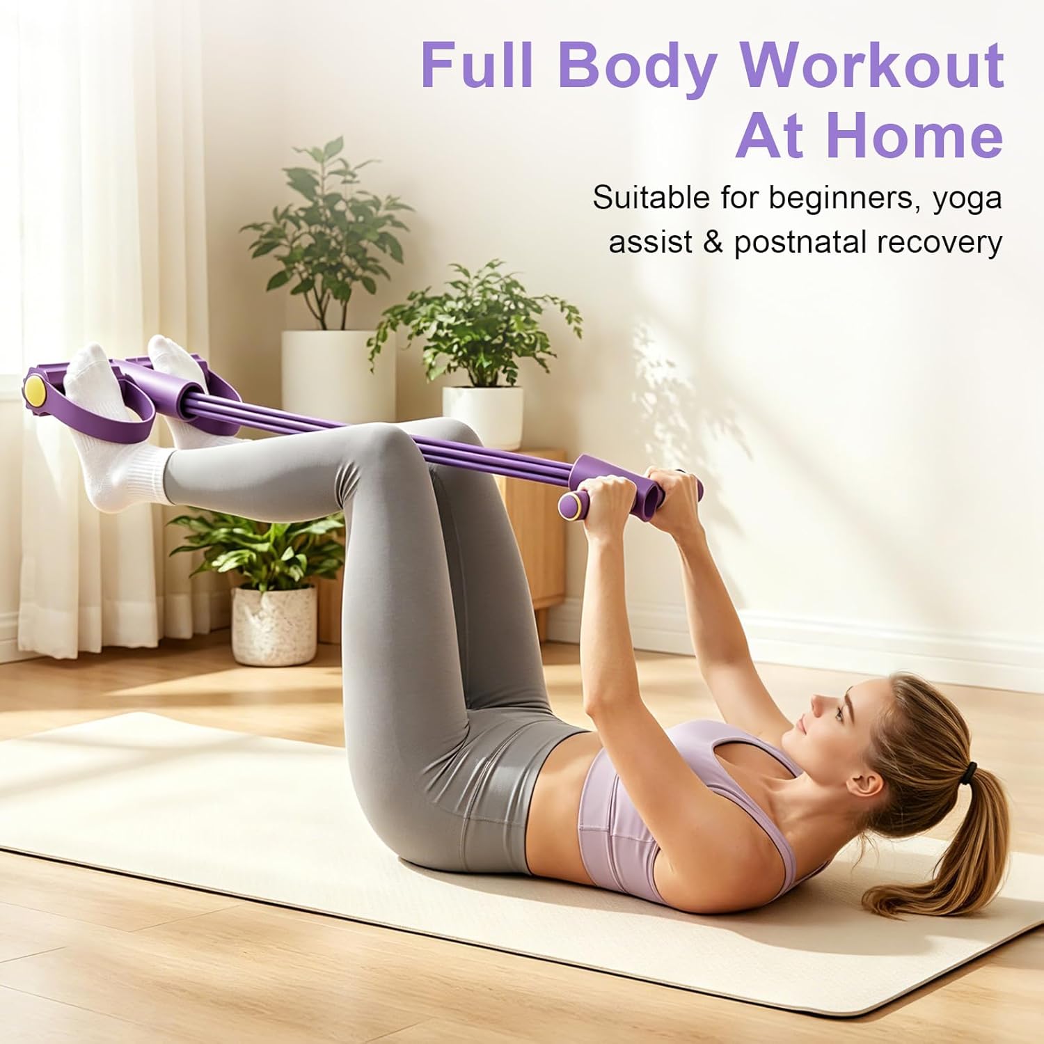 Home Gym Resistance Machine - 4-Röhren-Widerstandsband, Multifunktions-Spannungsseil, Fitnessbänder, 6-Röhren-Elastik-Yoga-Pedalzug für Sportübungen