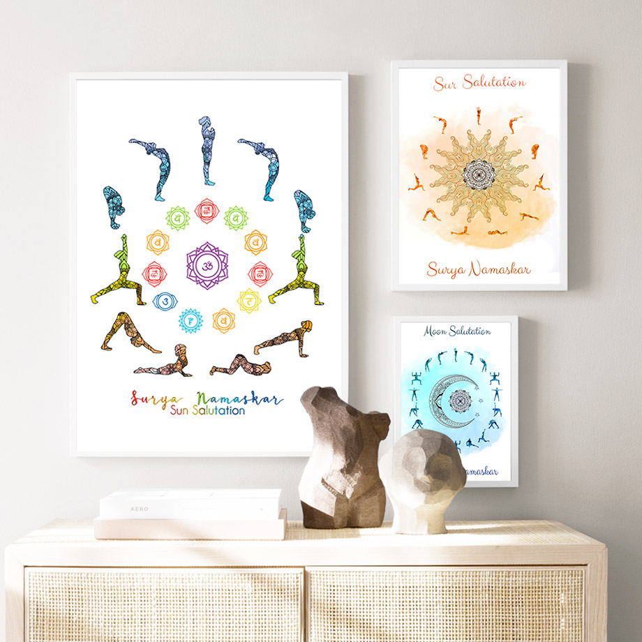Yoga Pose Sonne Mond Salutatio – Home Gym Yoga Room Bewertung und Preis