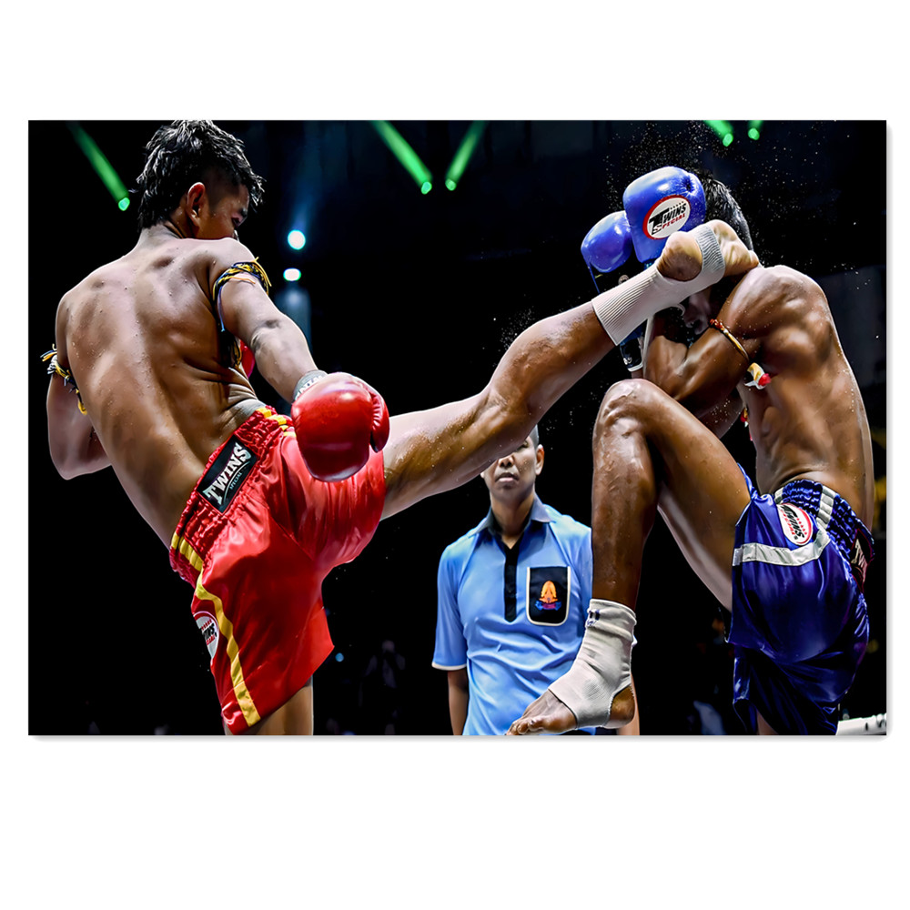Muay Thai Kickbox-Leinwandbild – Home Gym Wallpaper Bewertung und Preis